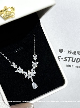 s999纯银水滴麦穗项链女轻奢小众高级感穗穗平安送闺蜜生日礼物