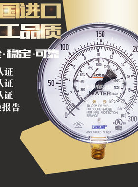 Victaulic唯特利300psi水压力表消防报警阀专用，DN8泰科威景可靠