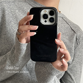 ANNACASE高级感个性 酷飒黑色手机壳适用iphone17promax苹果16光面17pro新款 15pro全包16Promax防摔保护套14软