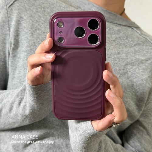 酒红波漾磁吸大视窗18pro手机壳