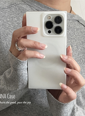 ANNACASE高级感简约白色光面方形磁吸适用iphone17promax苹果17手机壳16新款15pro硅胶16promax防摔保护套14