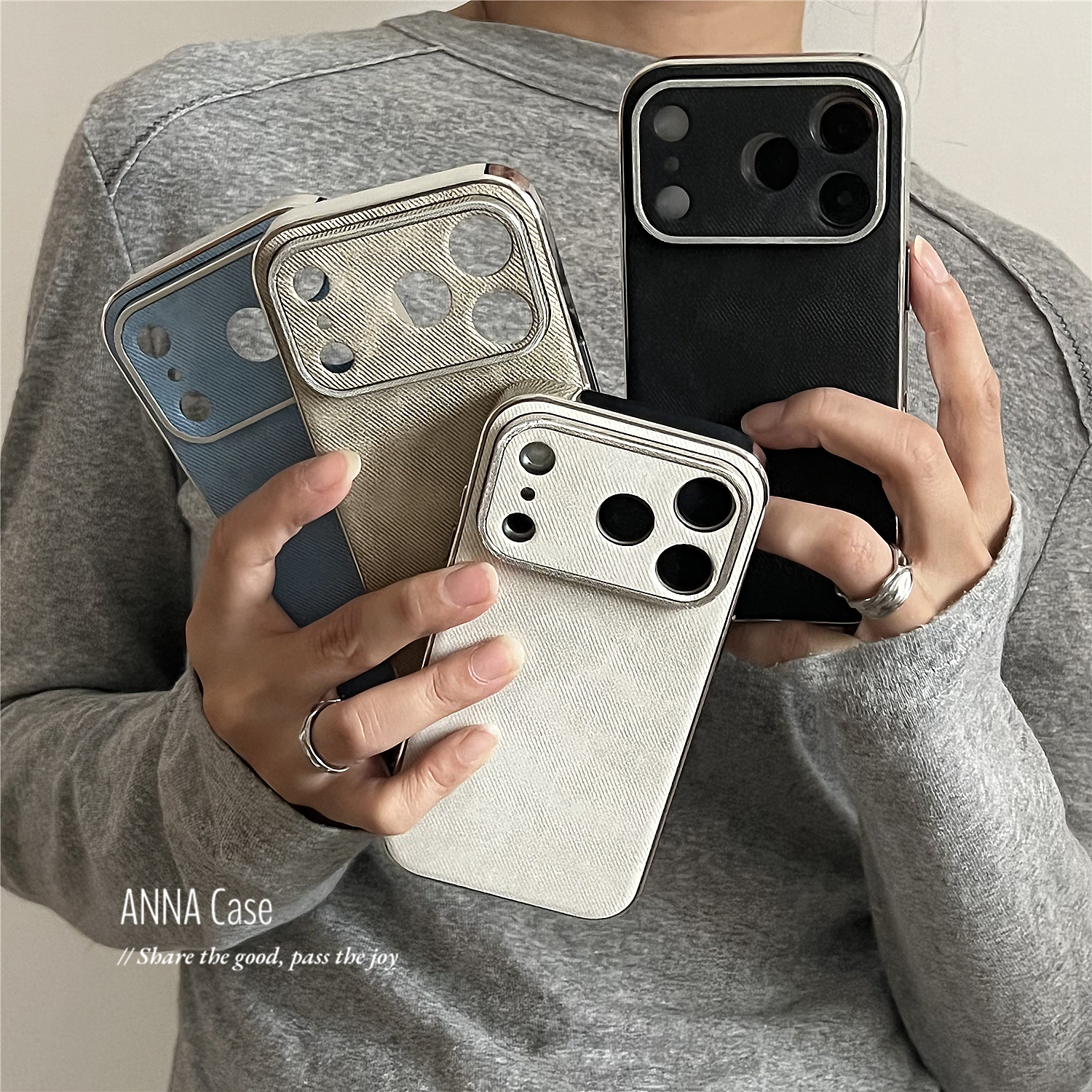 高级感秋冬做旧牛仔纹电镀手机壳