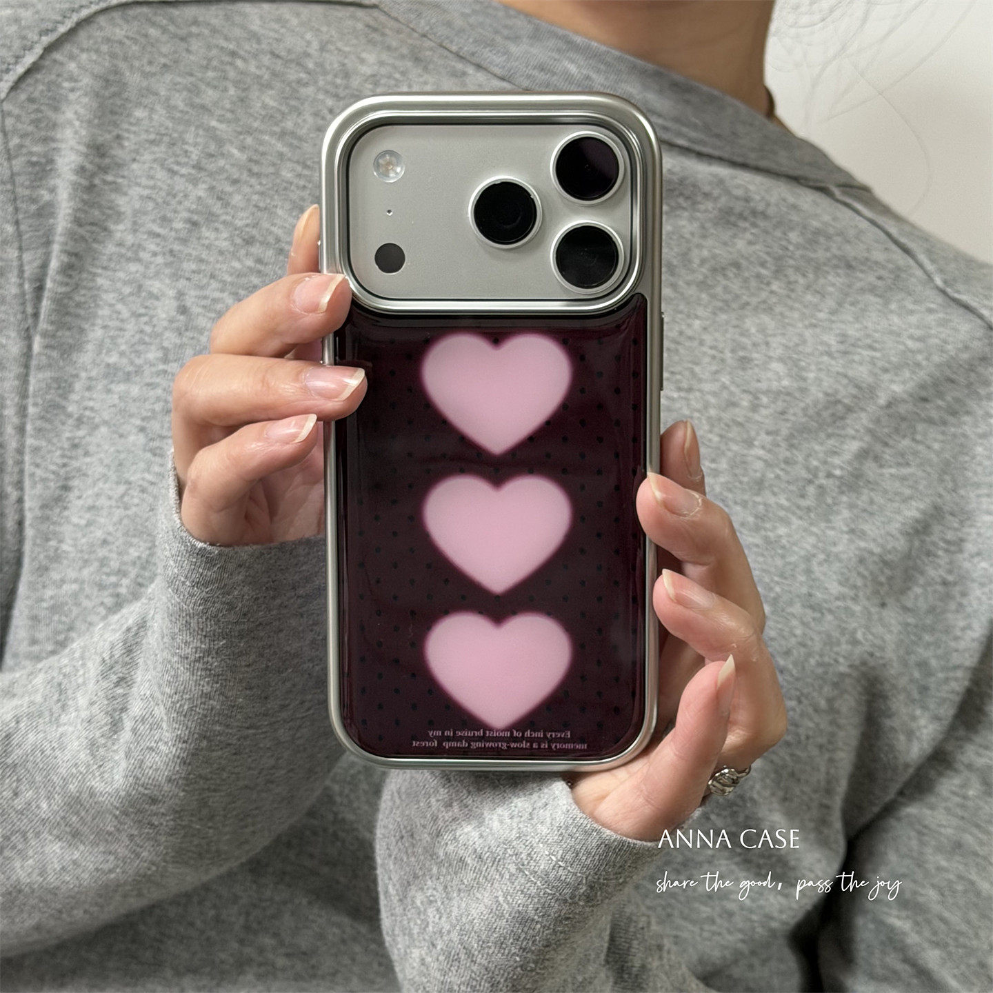 ANNACASE秋冬ins梅子小波点粉爱心电镀手机壳适用iphone17promax苹果14软13新款15pro女16ProMax防摔保护套17,3C数码配件,手机保护套/壳,淘宝优惠券,粉丝福利购,淘宝优惠卷