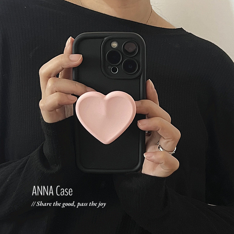 苹果16promax硅胶小众黑粉色支架