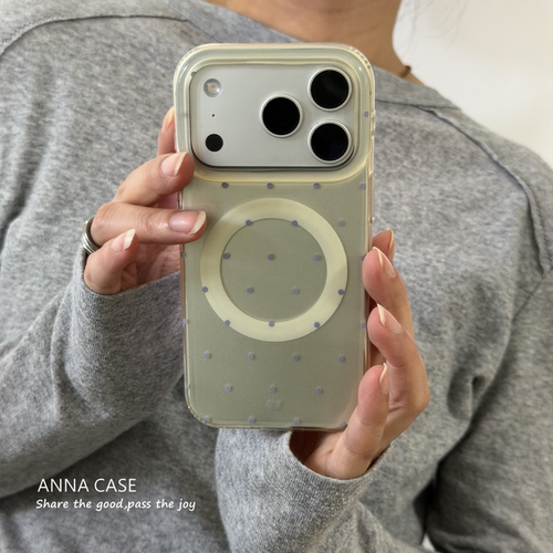 韩系简约淡黄小波点磁吸手机壳