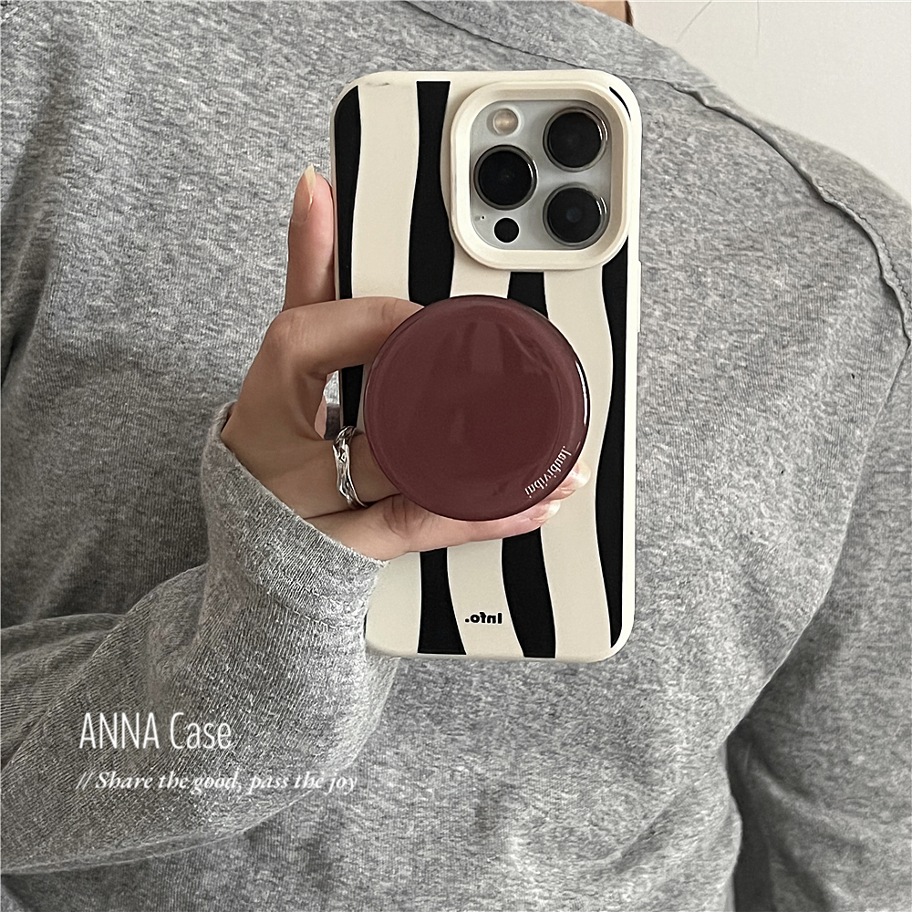 简约不规则纹棕色支架磨砂手机壳