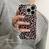 ANNACASE韩国ins甜酷少女透明粉黑豹纹磁吸手机壳适用于iPhone16pro新款 17promax苹果15全包14防摔保护套17软