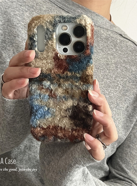 ANNACASEins秋冬艺术油画感复古毛绒手机壳适用iphone17promax苹果14软13新款15pro女款16ProMax防摔保护套17