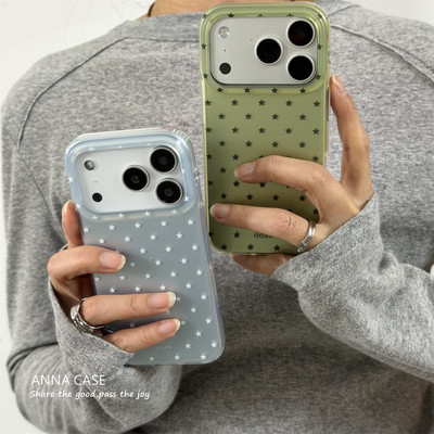 春天温柔浅蓝抹茶绿星星手机壳