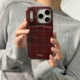 ANNACASE秋冬ins新年复古红格纹英文luck适用17pro苹果17ProMax手机壳iPhone16全包14新款 16Promax保护套15女