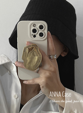 韩国ins高级冷白色几何支架适用苹果14/15promax手机壳iphone12/13pro全包11防摔x/xr软壳保护套