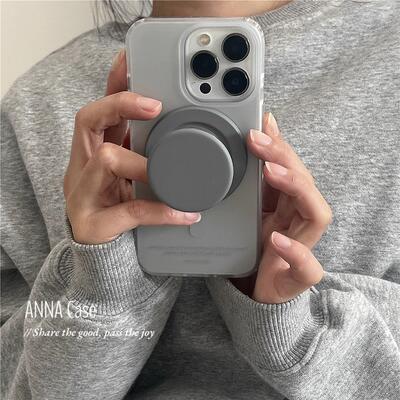 高级银灰色磨砂磁吸支架17手机壳