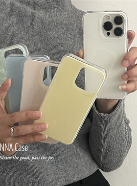 ANNACASE韩国ins简约纯色果冻适用于苹果17promax手机壳iphone14小众15pro新款16全包软壳16promax防摔保护套