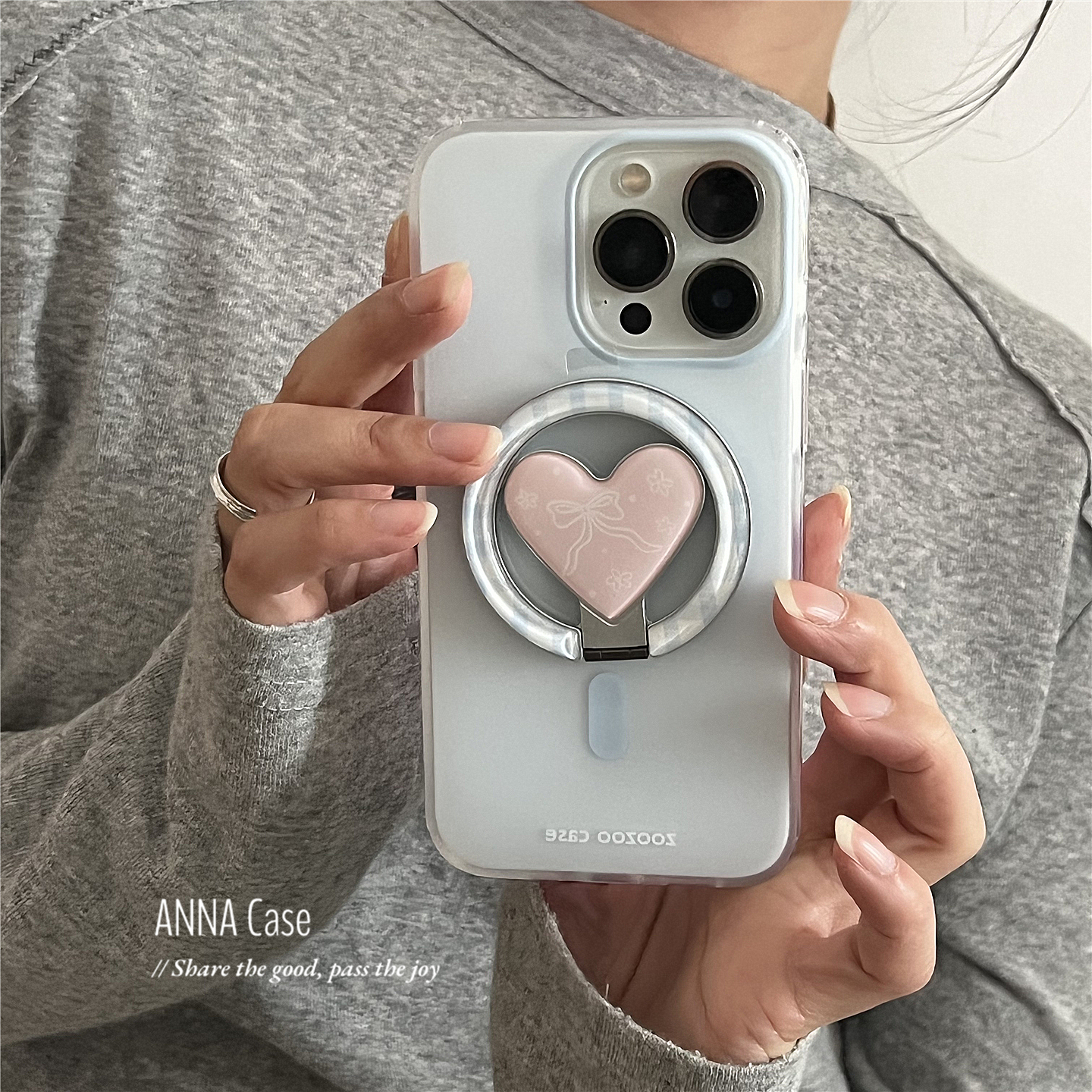 韩国少女爱心折叠磁吸支架手机壳