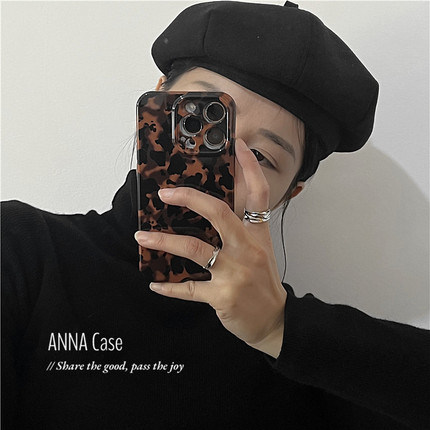 ANNACASE高级感时髦复古琥珀适用iphone17ProMax/16pro苹果14/15promax手机壳11/12硅胶13pro光面软壳保护套