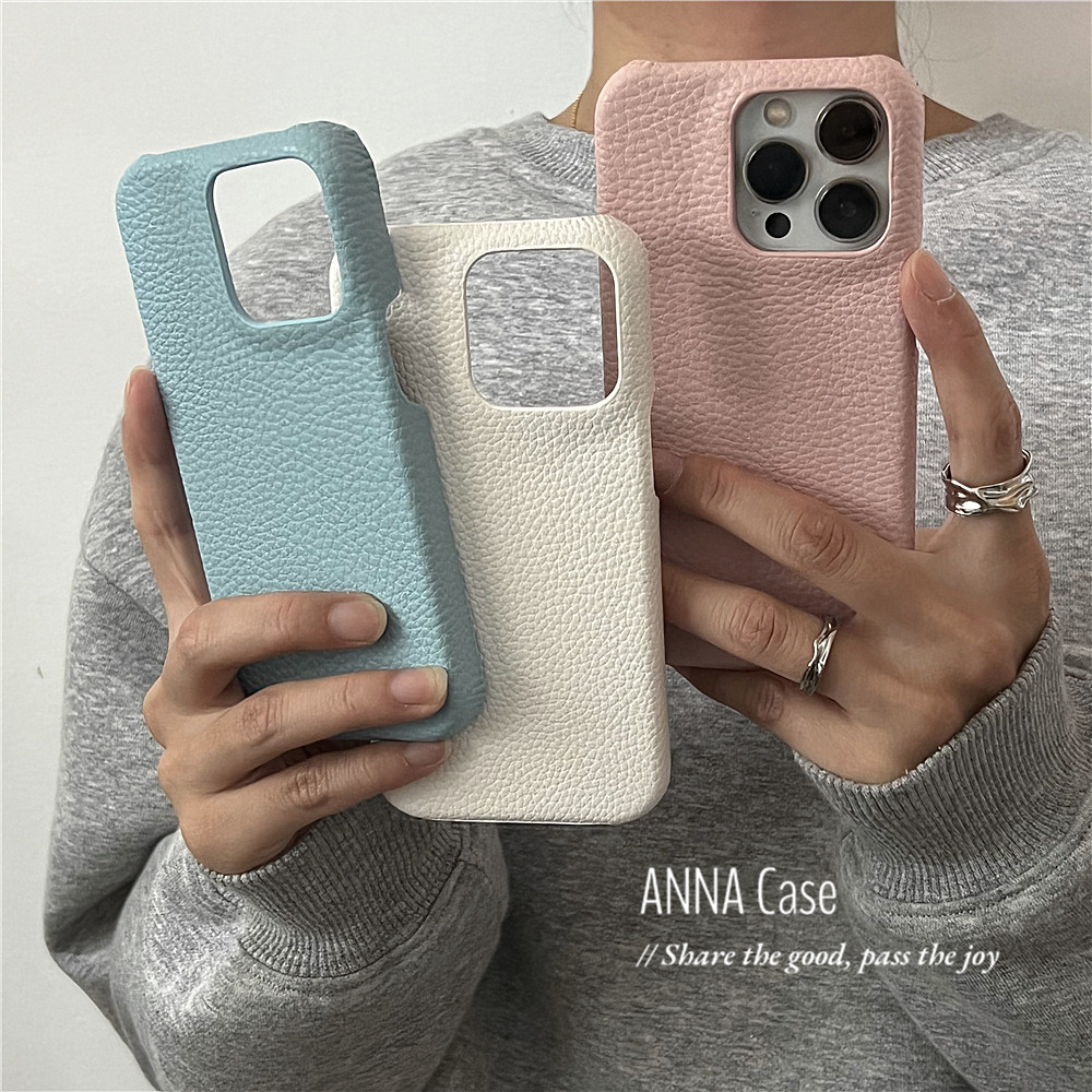 ANNACASE小众ins奶油粉白荔枝纹适用苹果16promax手机壳iphone15皮质12pro新款14半包硬壳13promax防摔保护套,3C数码配件,手机保护套/壳,淘宝优惠券,粉丝福利购,淘宝优惠卷