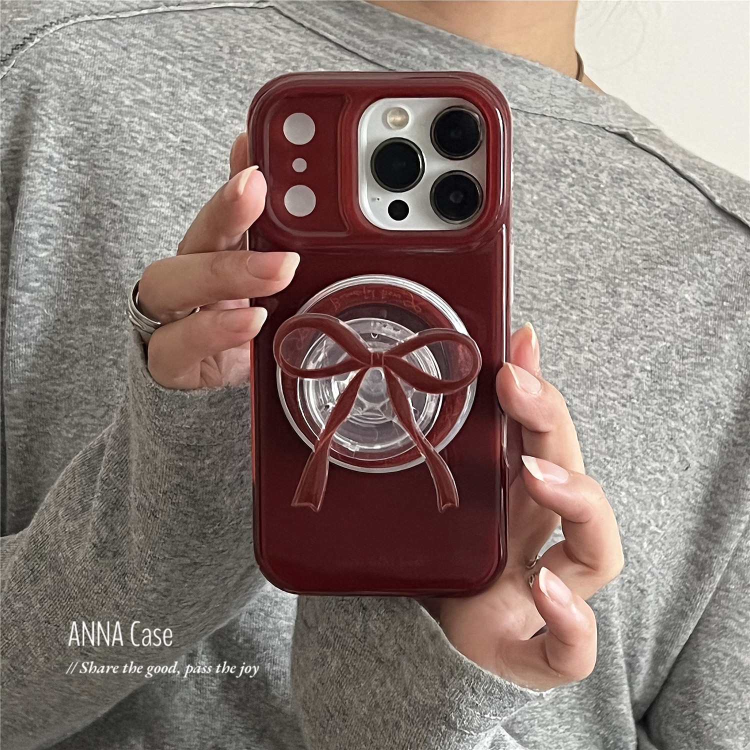 ANNACASE新年酒红蝴蝶结磁吸支架手机壳适用iphone17promax苹果14全包17pro新款15pro软16Promax防摔保护套16,3C数码配件,手机保护套/壳,淘宝优惠券,粉丝福利购,淘宝优惠卷