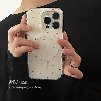 苹果17promax硅胶彩色小波点磁吸