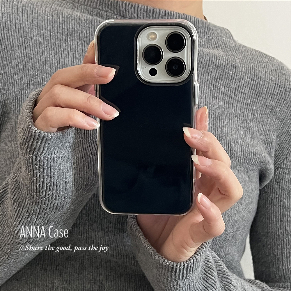 ANNACASE简约高级松弛感气质黑色适用苹果16promax手机壳iphone14小众15pro新款全包软壳13promax防摔保护套