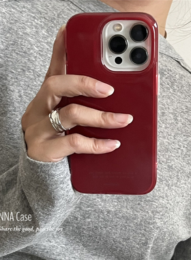 ANNACASEins高级秋冬清透酒红色适用苹果17promax手机壳iphone17小众15pro新款14全包软壳16promax防摔保护套