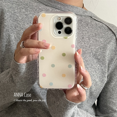 ins少女温柔裸色奶油波点手机壳