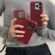 ANNACASEins氛围红色菱格波点磁吸适用于苹果17promax手机壳iphone14硬壳17pro新款 15女款 16promax防摔保护套