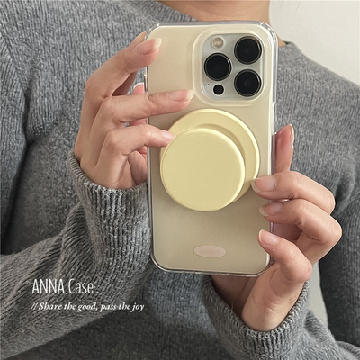 小众简约春日奶黄磁吸支架手机壳
