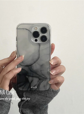 ANNACASE高级古风透黑晕染水墨适用苹果17promax手机壳iphone17小众15pro新款14全包软壳16promax防摔保护套
