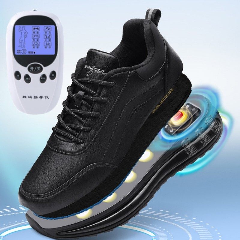 足部按摩鞋磁疗老人鞋力真皮面男女健步鞋防水磁震动按摩鞋电脉冲