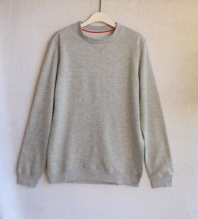 宽松圆领情侣款 加绒纯色卫衣 百搭简约长袖 男士 外单 打底衫 春秋季