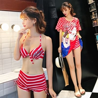 Bộ bikini gợi cảm Nữ dễ thương Áo tắm ba mảnh nhỏ bằng thép Tấm tập hợp Kem chống nắng mỏng Che áo len Đồ bơi bảo thủ - Bikinis đồ bơi nữ liền thân