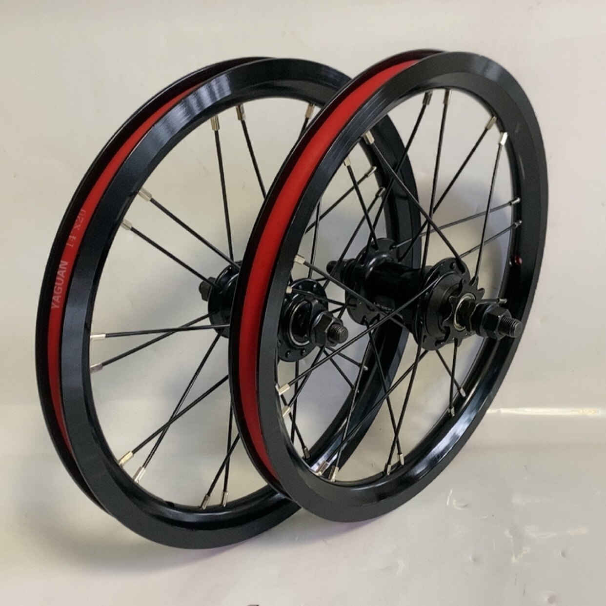 14寸前74后85开档折叠车双层铝合金车圈前2后4培林硬轴9T星芒轮组