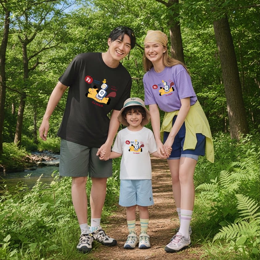 亲子装短袖马年一家三四口本命年纯棉t恤2026新年红色母子打底衫