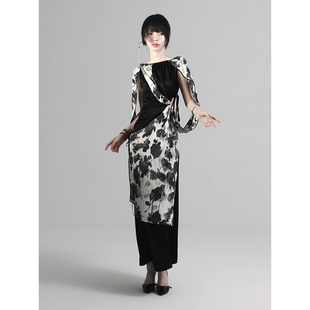 川故纵【螺子黛】2026年夏季设计感小众腰部镂空新中式连衣裙女