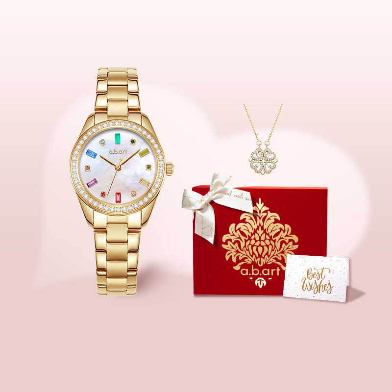瑞士abart轻奢宝石小金表石英手表女高级感送女友情人节新年礼物