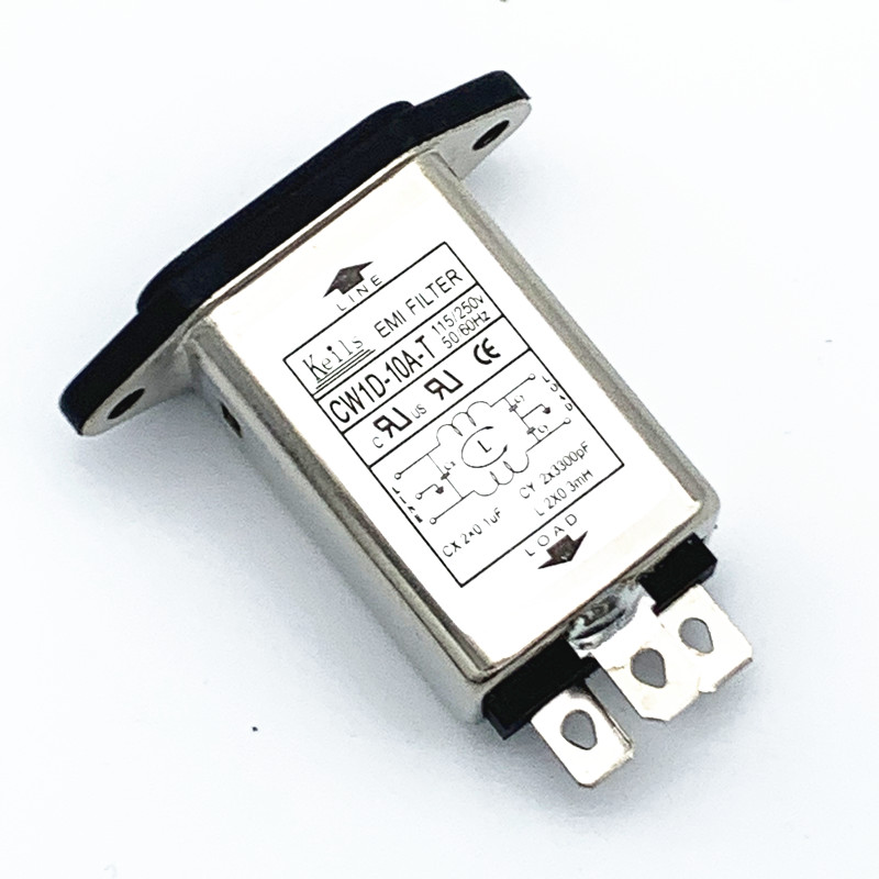 KEILS电源滤波器220V交流直流3A6A10A插座式CW1D-10A-T抗干扰