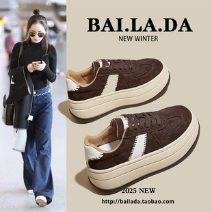 爆款不累脚厚底高跟增高休闲鞋女款2025春秋新款百搭鞋子休闲板鞋