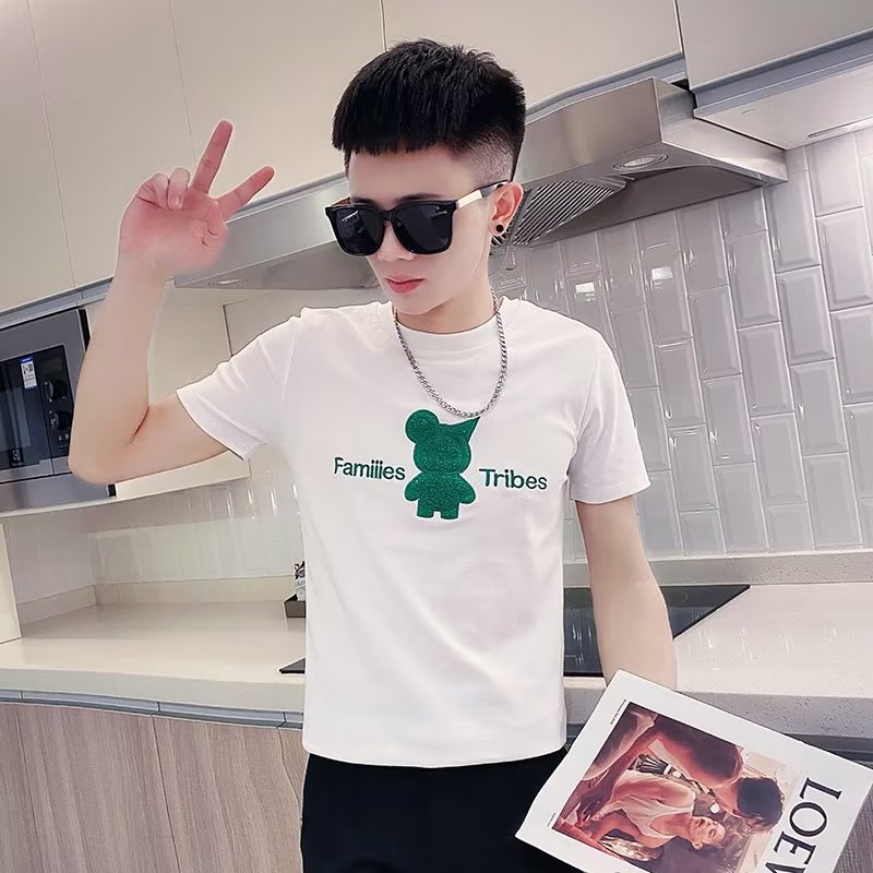 青春流行潮修身型ins新款百搭男潮流气质圆领短袖T恤夏季时尚潮牌图片
