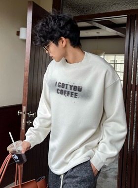 THCS2025秋冬新款潮版舒适高级数码印花喷色洗水宽松情侣加绒卫衣