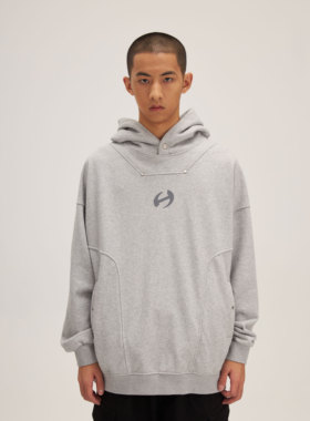 THOS 23AW 秋冬新款金属装饰解构拼接连帽卫衣男加绒舒适情侣上衣