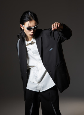 THOS 23SS 金属装饰解构拼接休闲西装小众高级感春夏宽松薄外套男