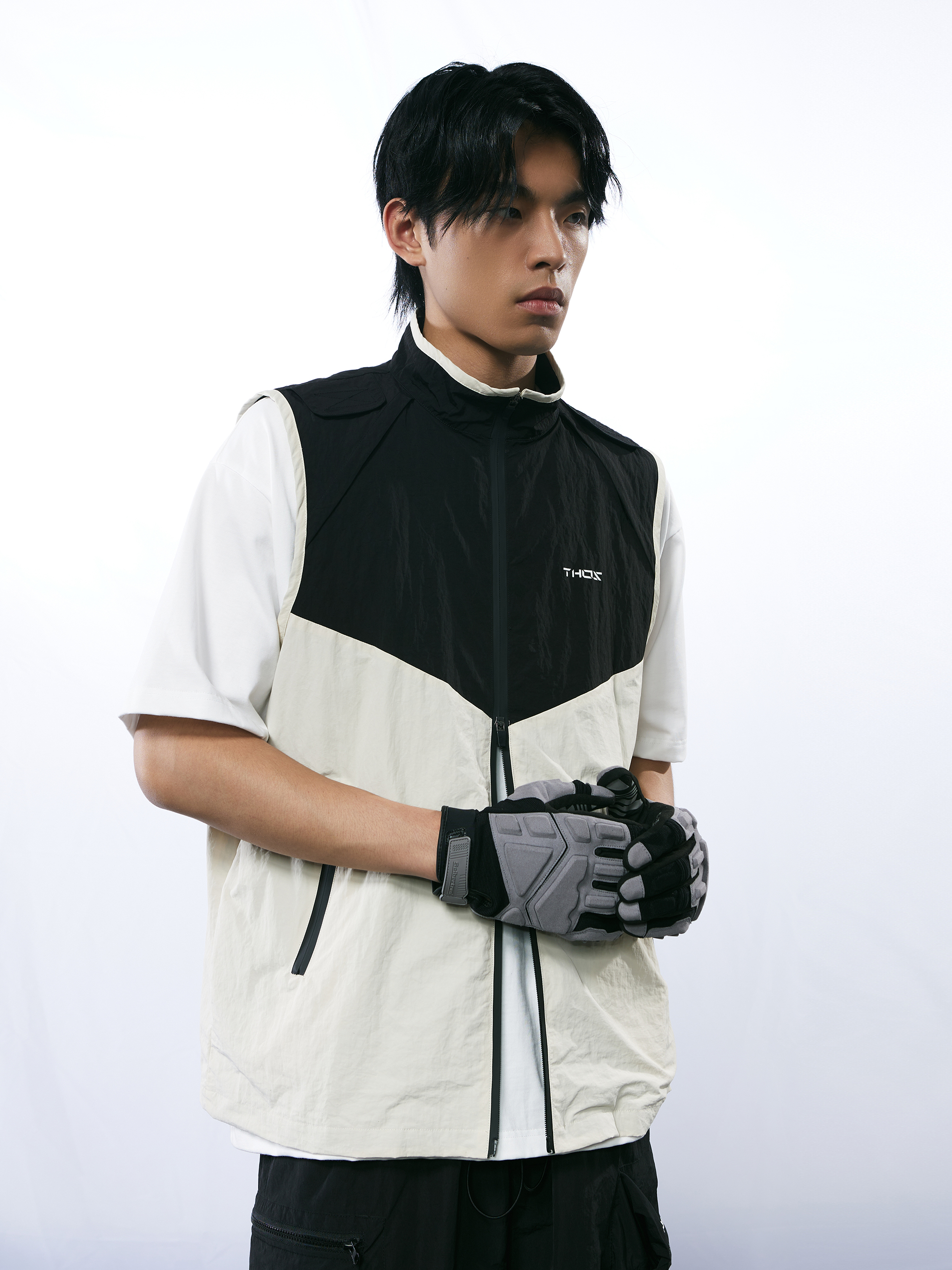 THOS23SS双头防水拉链撞色马甲