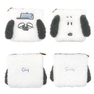 国内现货日本采购snoopy史努比奥拉夫方形毛绒拉链包收纳包化妆包