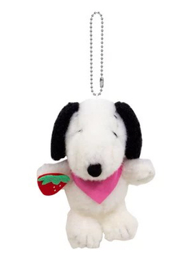 特价现货 日本正版 Snoopy 史努比 草莓毛绒玩偶挂件拉链扣