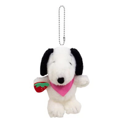 特价现货 日本正版 Snoopy 史努比 草莓毛绒玩偶挂件拉链扣