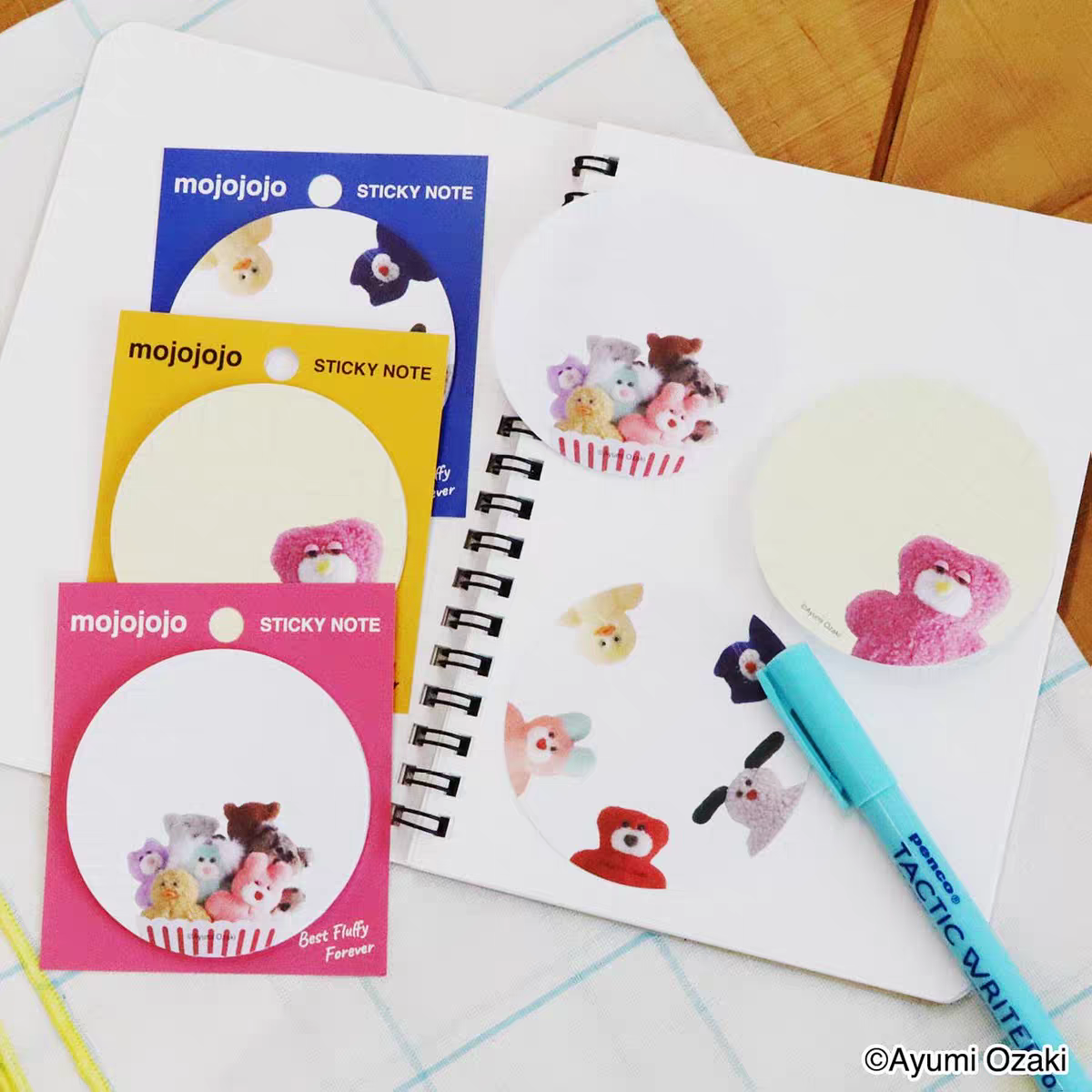 现货日本采购小众卡通mojojojo可爱呆萌小熊便利贴ins高人气作者