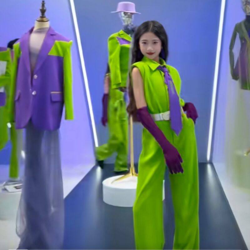 儿童模特训练服装童模练功服女童少儿形体礼仪服新款夏季套装新款