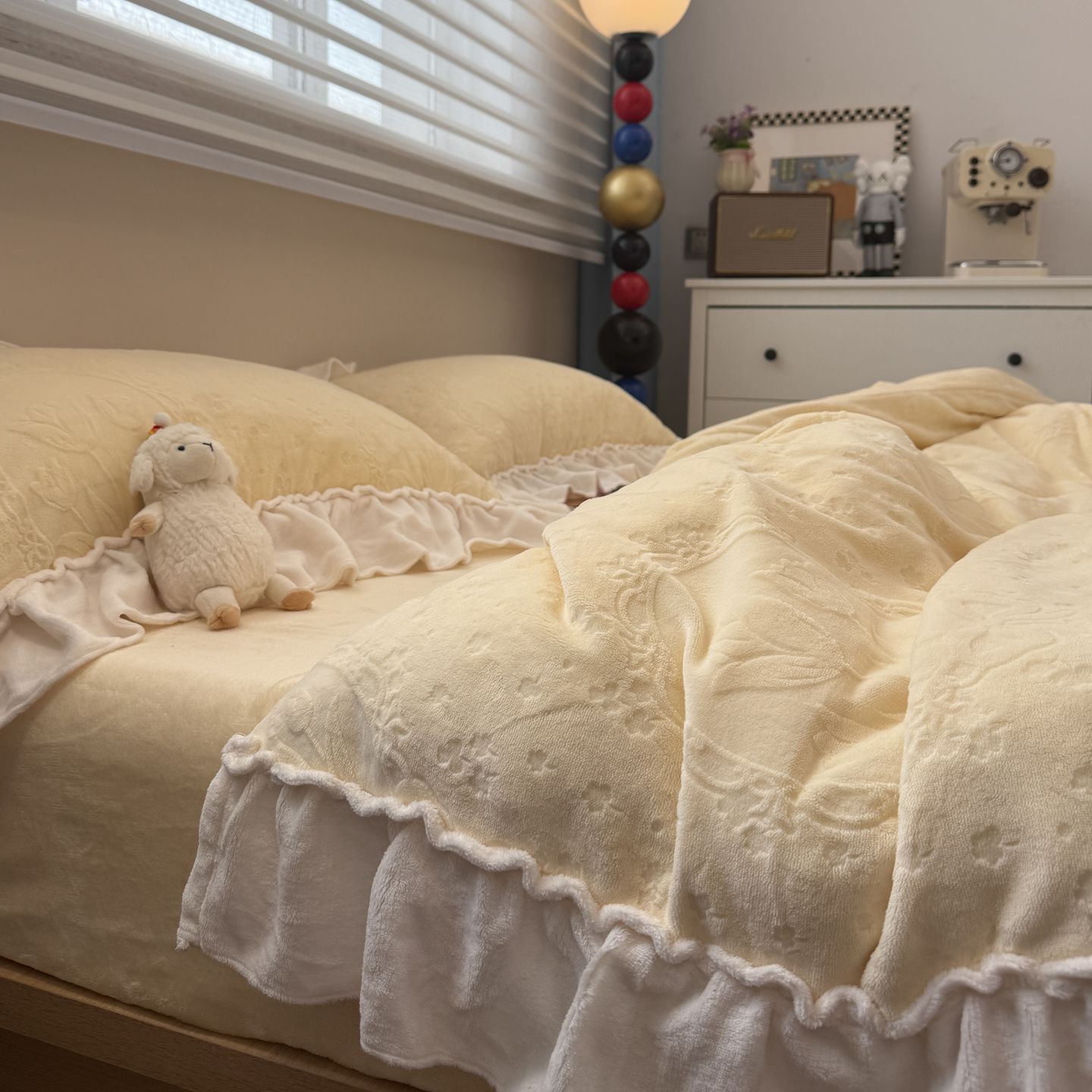 田园花卉秋冬季柔软保暖立体雕花牛奶绒四件套珊瑚绒双人床上用品