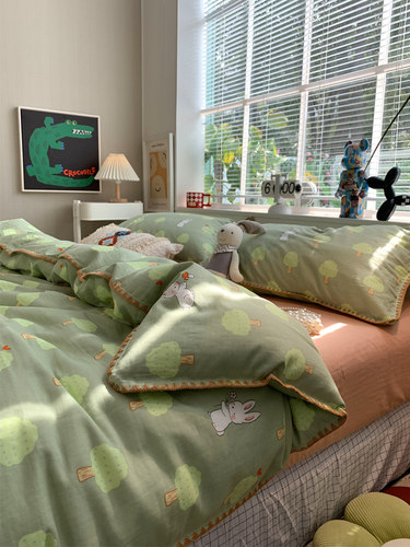 全棉双层纱四件套全棉小清新