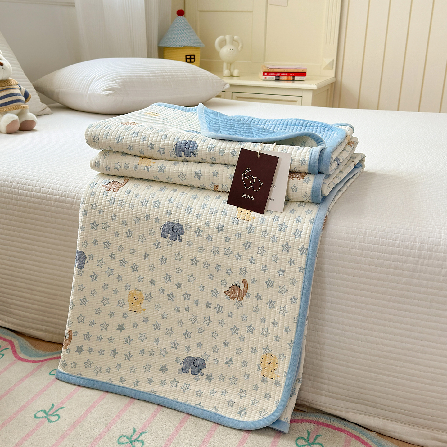 韩式小碎花棉绒床盖单品秋冬一面全棉一面绒夹棉垫子双面绗缝床单